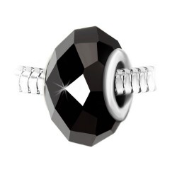 Талисман от неръждаема стомана с черен бохемски кристал