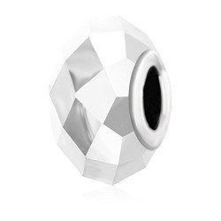 Талисман от неръждаема стомана със сребристо- бял бохемски кристал